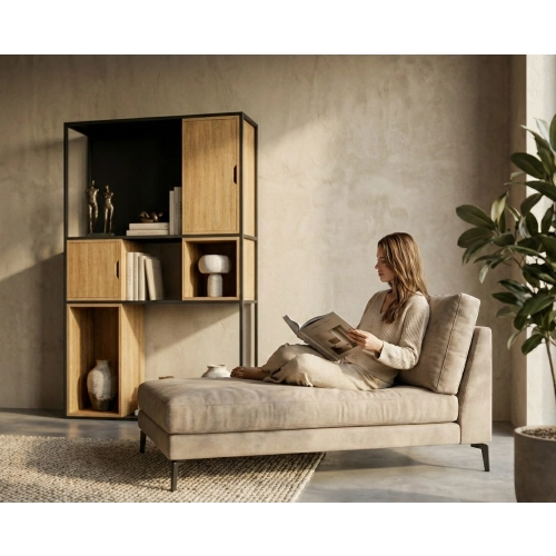 REGAŁ NA KSIĄŻKI METALOWE DREWNO LITE DĄB JESION OLCHA RNK-165